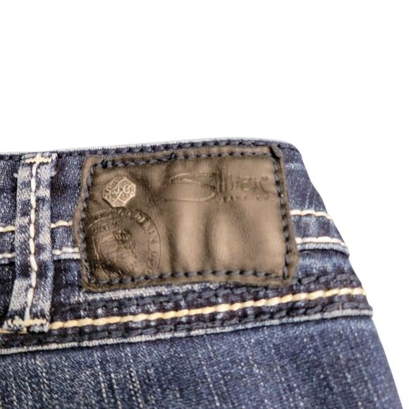 Silver Jean Co. Thick Stitched Embellished Pockets Twisted Blue Denim Jeans - Picture 8 of 14